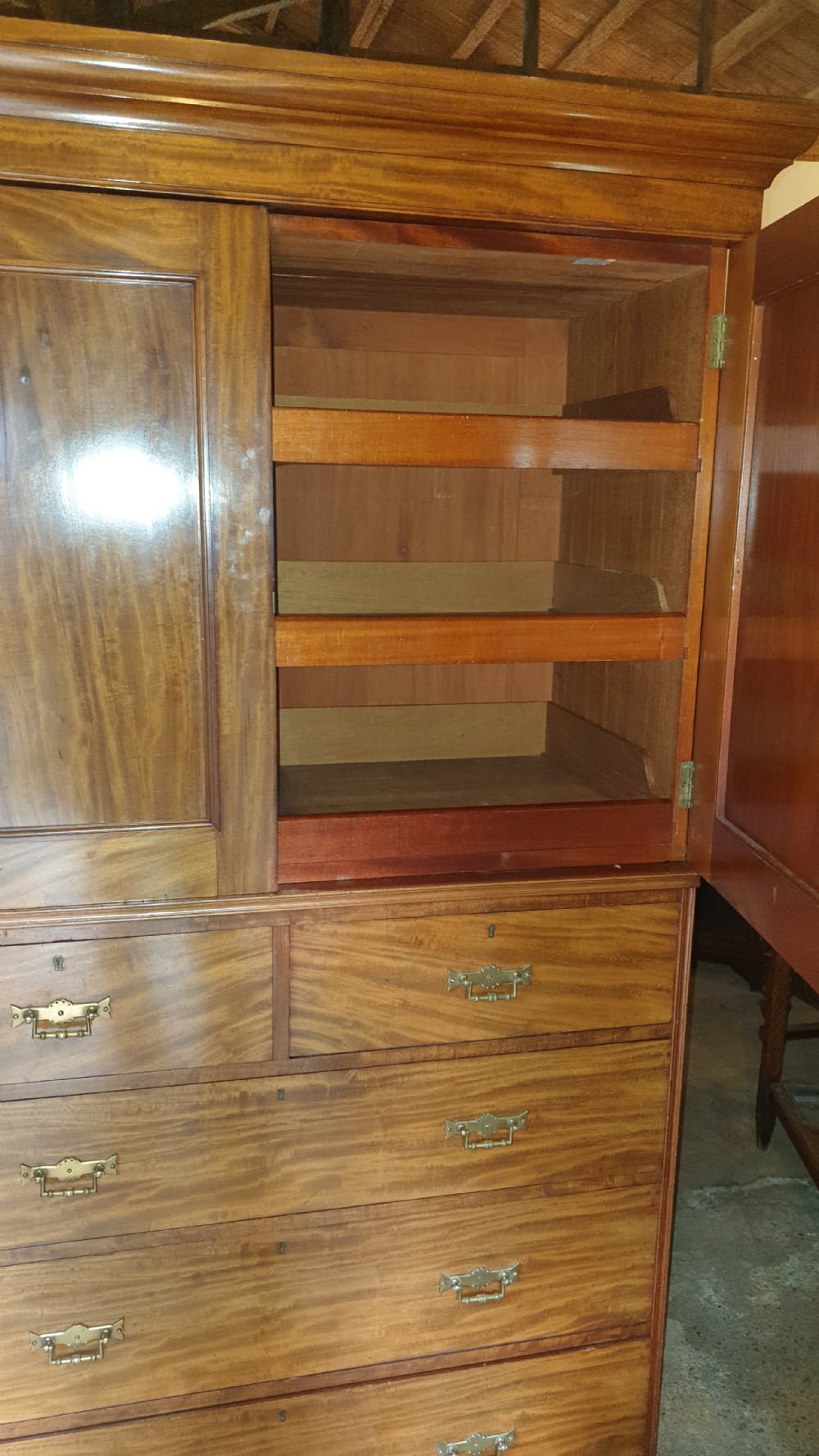 Late Victorian mahogany compactum wardrobe.  View VII