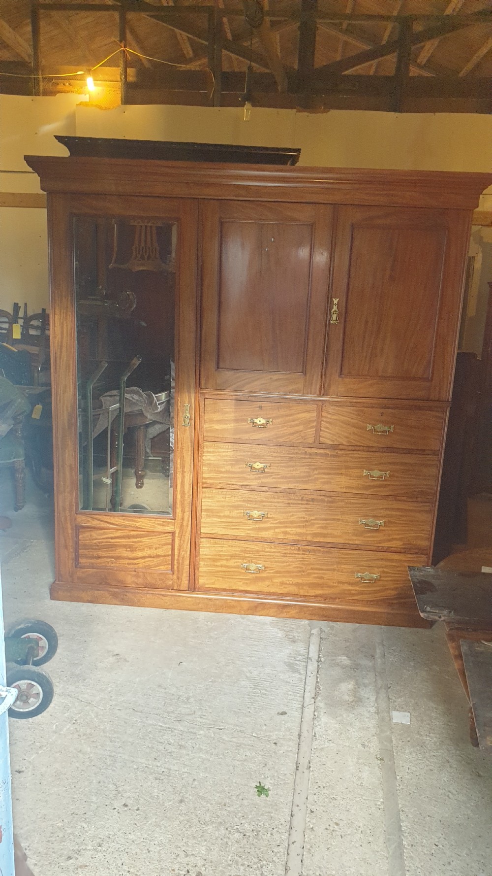 Late Victorian mahogany compactum wardrobe.  View IX