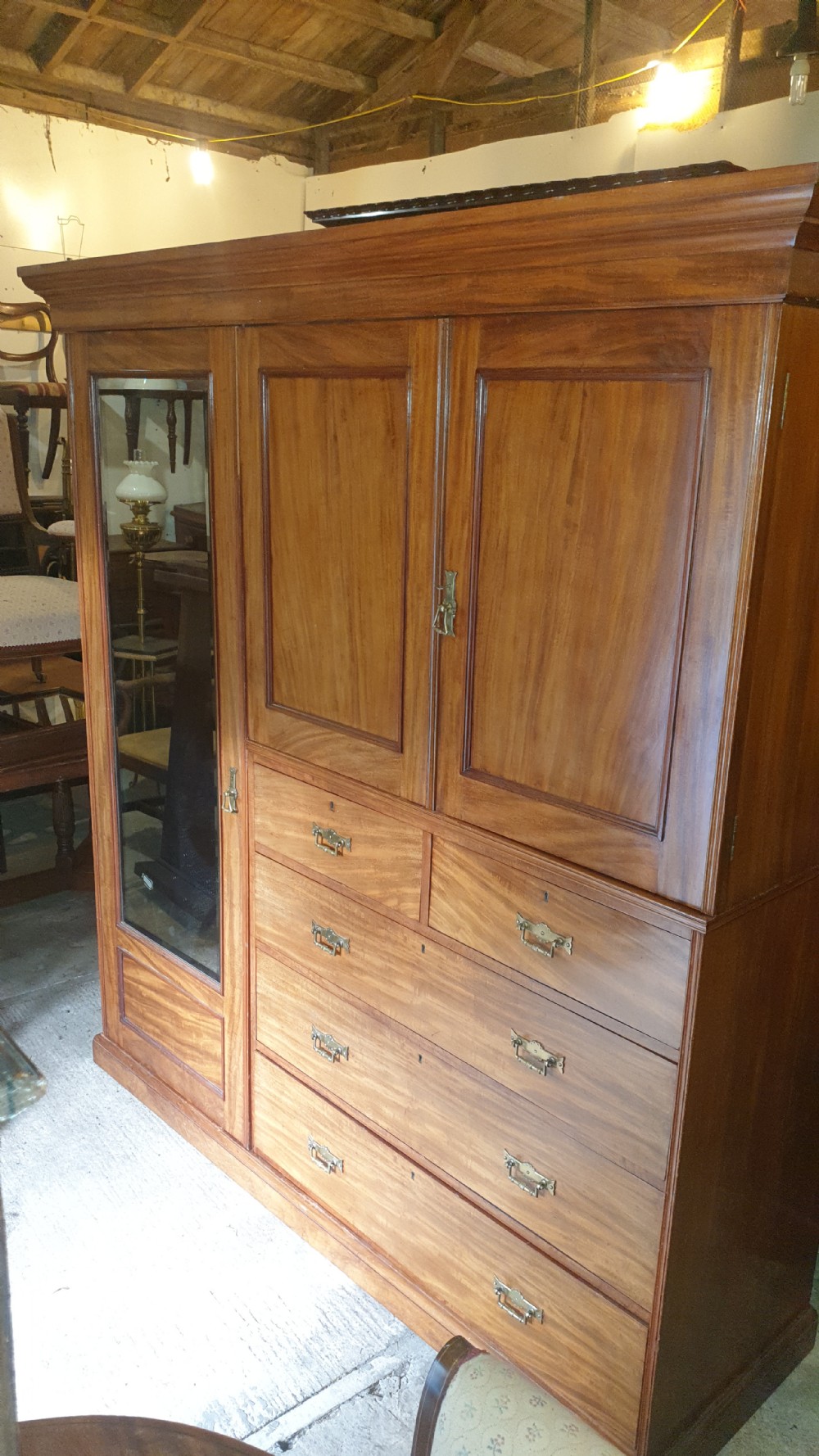 Late Victorian mahogany compactum wardrobe.  View X