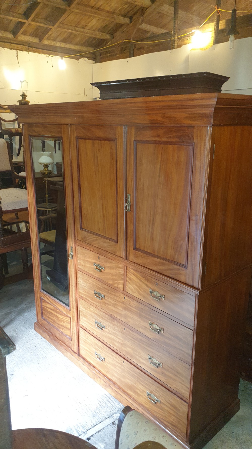 Late Victorian mahogany compactum wardrobe.  View XII