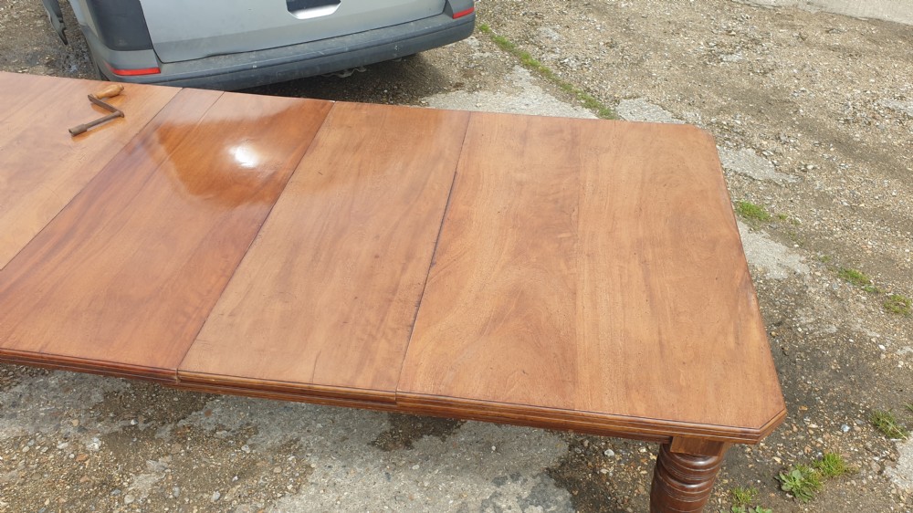Late Victorian (8 foot plus) walnut 2 leaf extending dining table.  View VIII