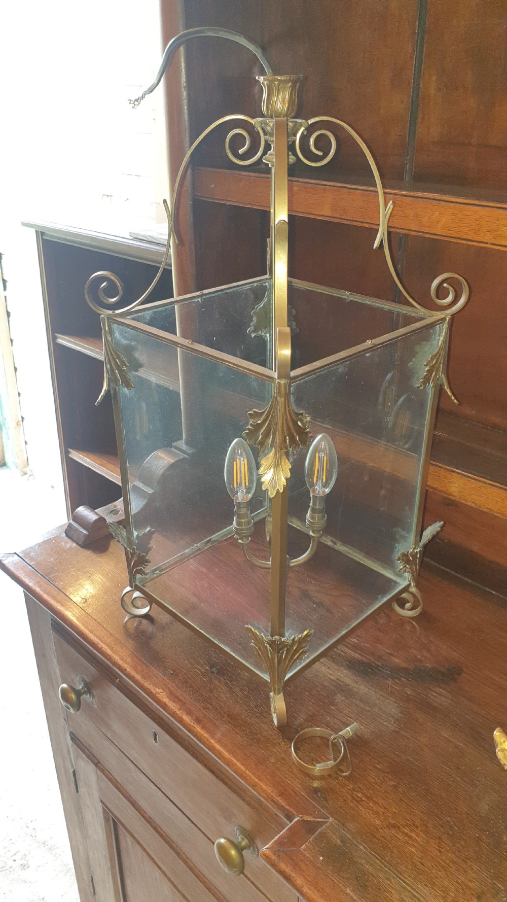 Early 20th century brass hanging lantern View II