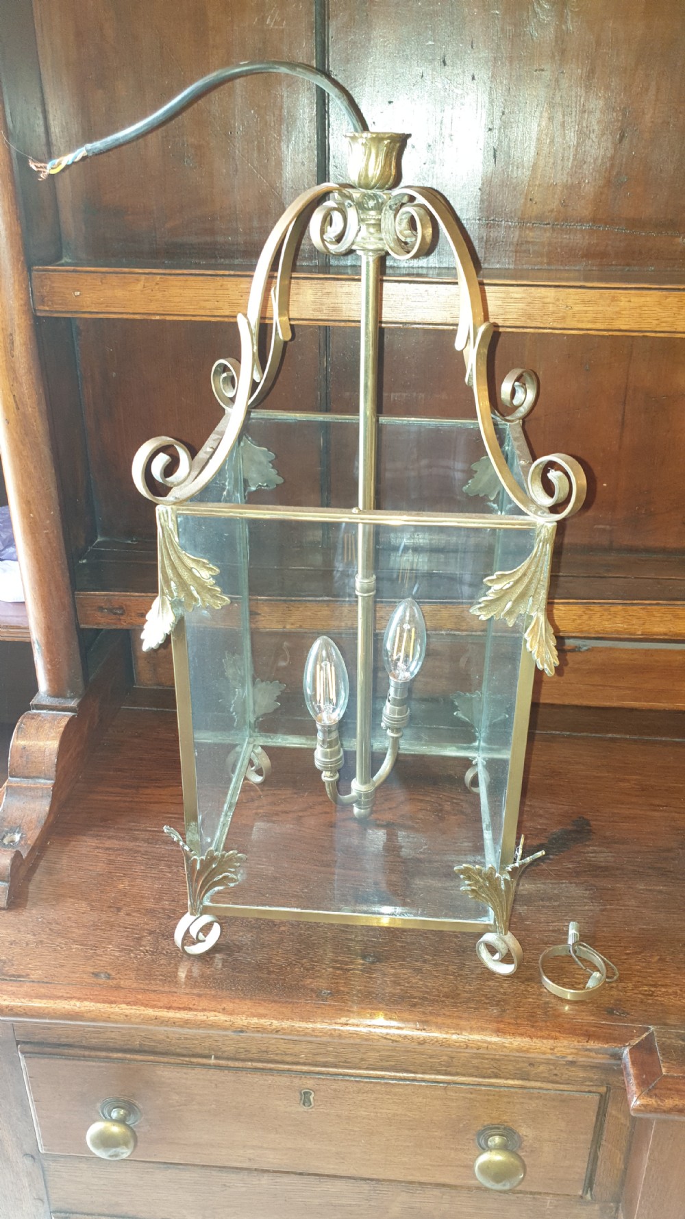 Early 20th century brass hanging lantern View IV