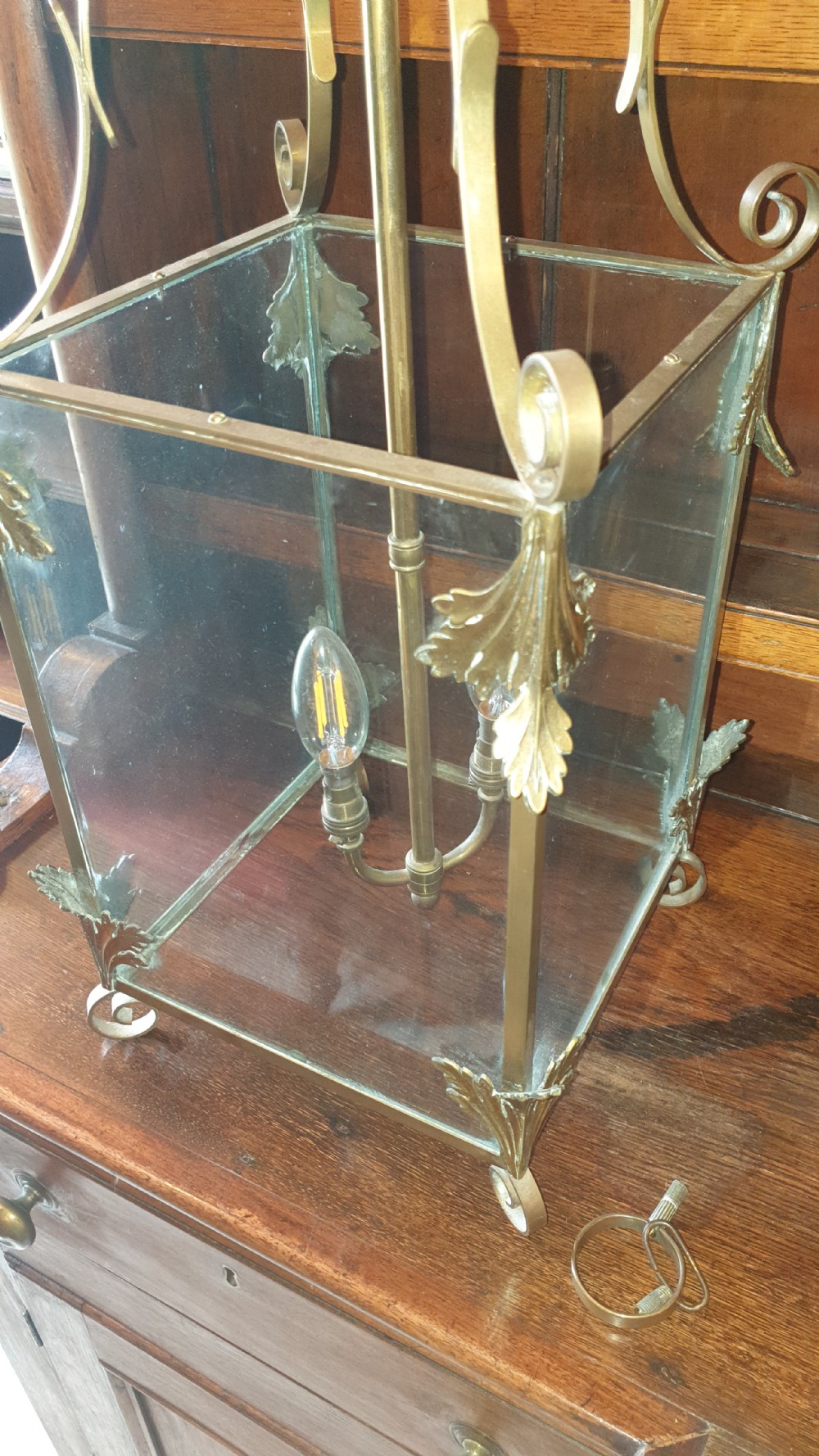 Early 20th century brass hanging lantern View V