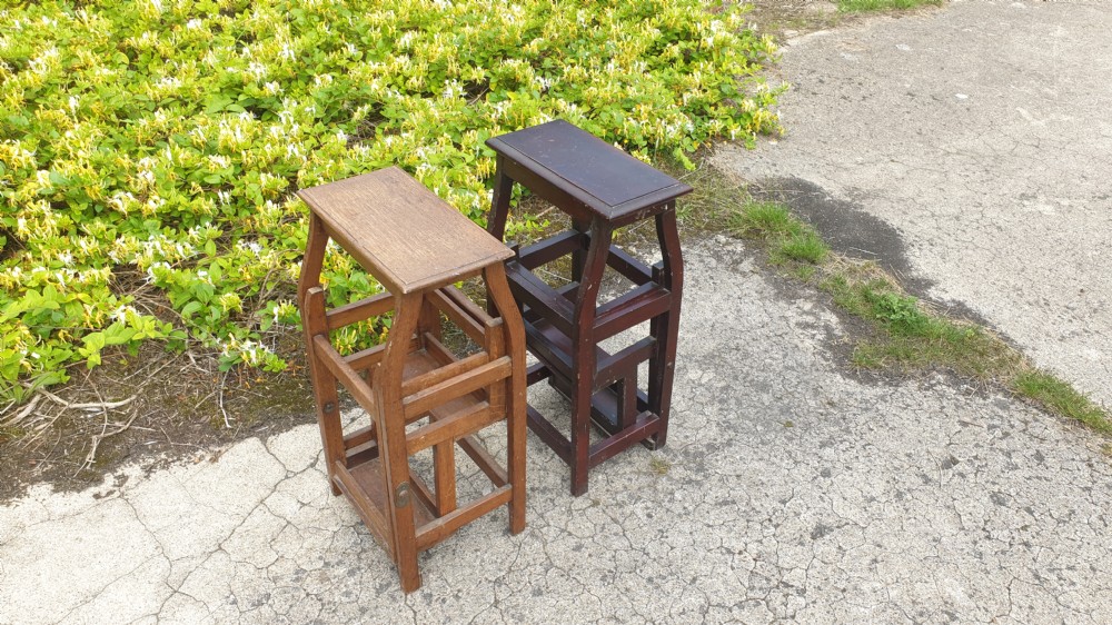 2 oak and mahogany similar library steps View III