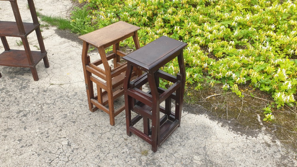 2 oak and mahogany similar library steps View IV