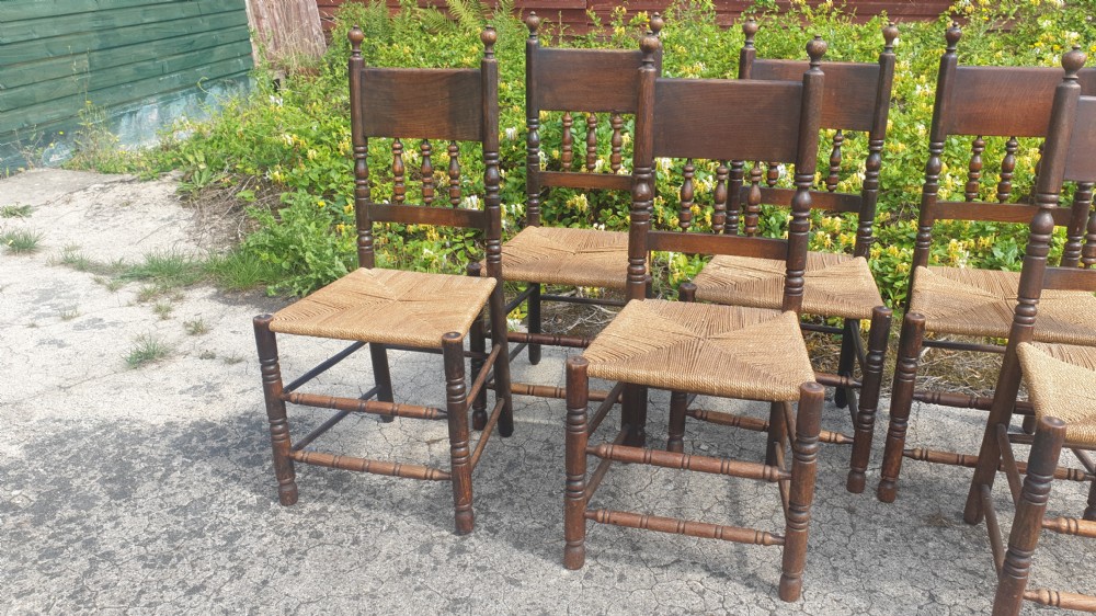 Set of 6 oak framed farmhouse dining chairs View II