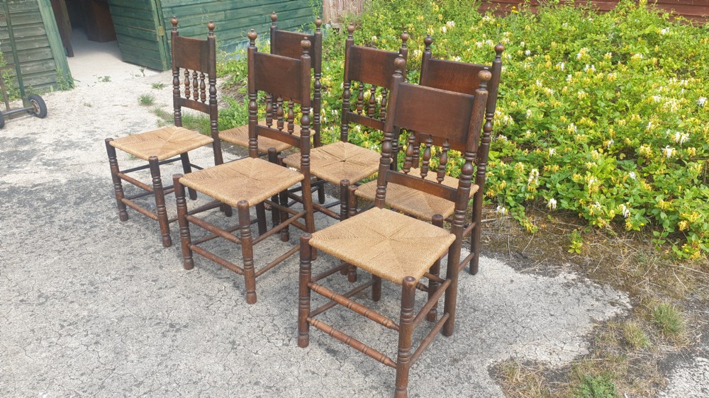 Set of 6 oak framed farmhouse dining chairs View III