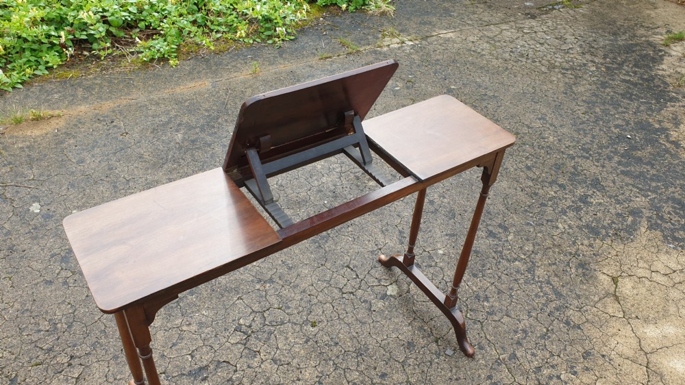 Edwardian mahogany reading table with adjustable slope.  View III