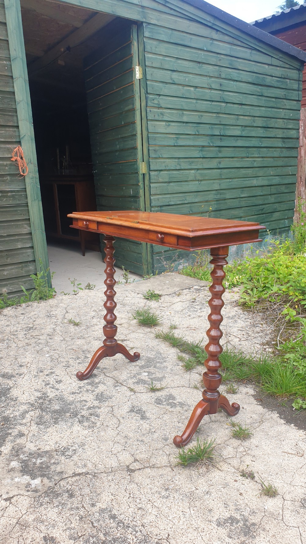Victorian mahogany reading table with original makers label.  View IV