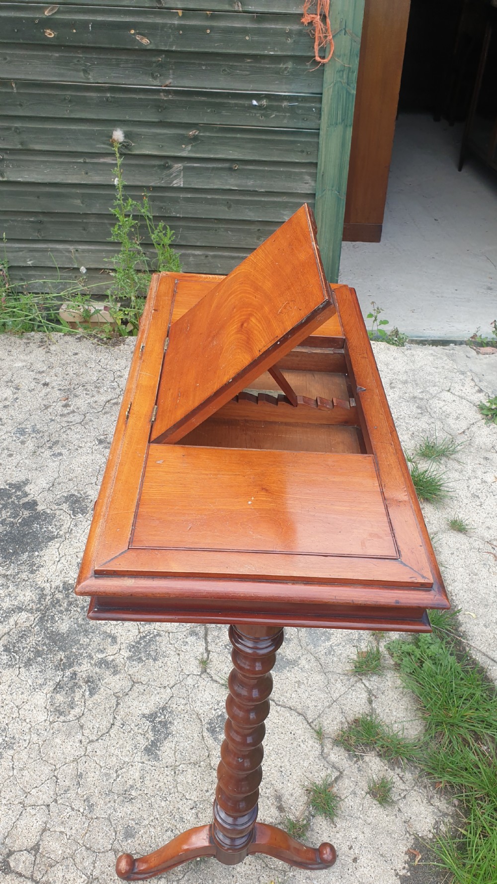 Victorian mahogany reading table with original makers label.  View VI