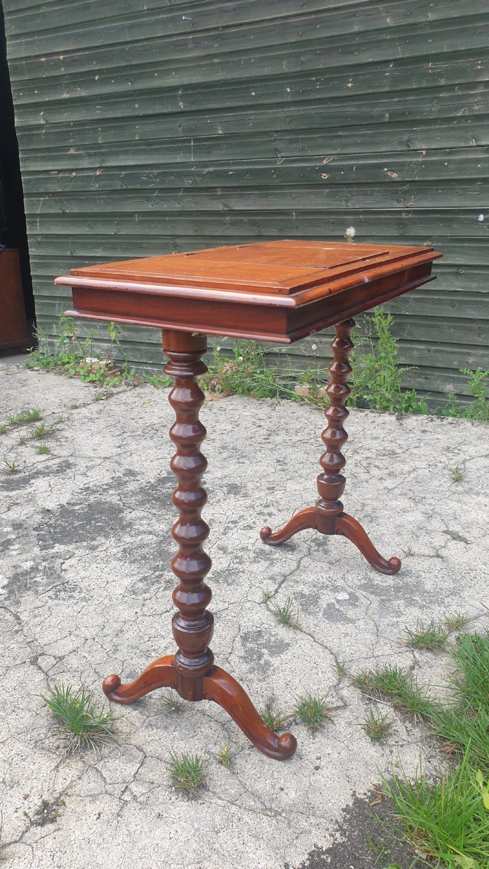 Victorian mahogany reading table with original makers label.  View VII