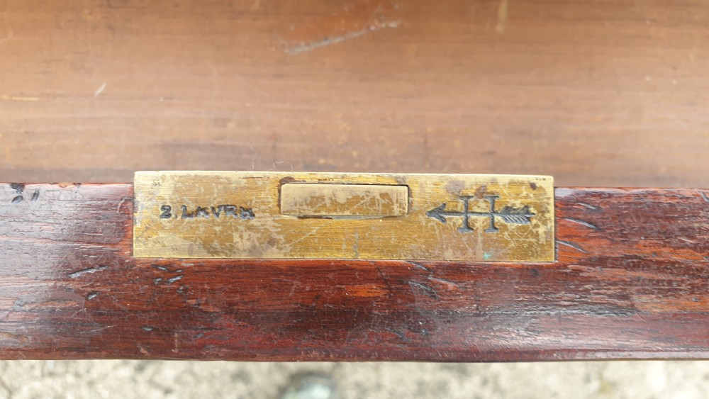 Victorian mahogany pedestal partners desk. Makers stamp. View VII