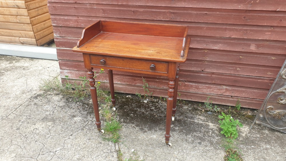 Mid Victorian mahogany single drawer side table.  View II