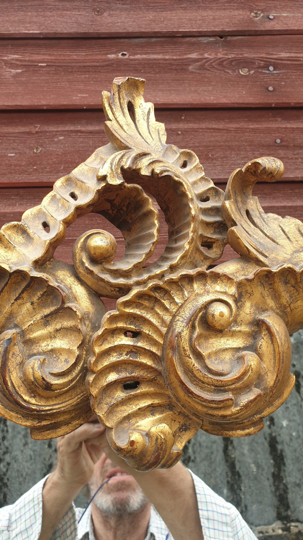 1920s 3 fold carved gilt framed dressing mirror  View V