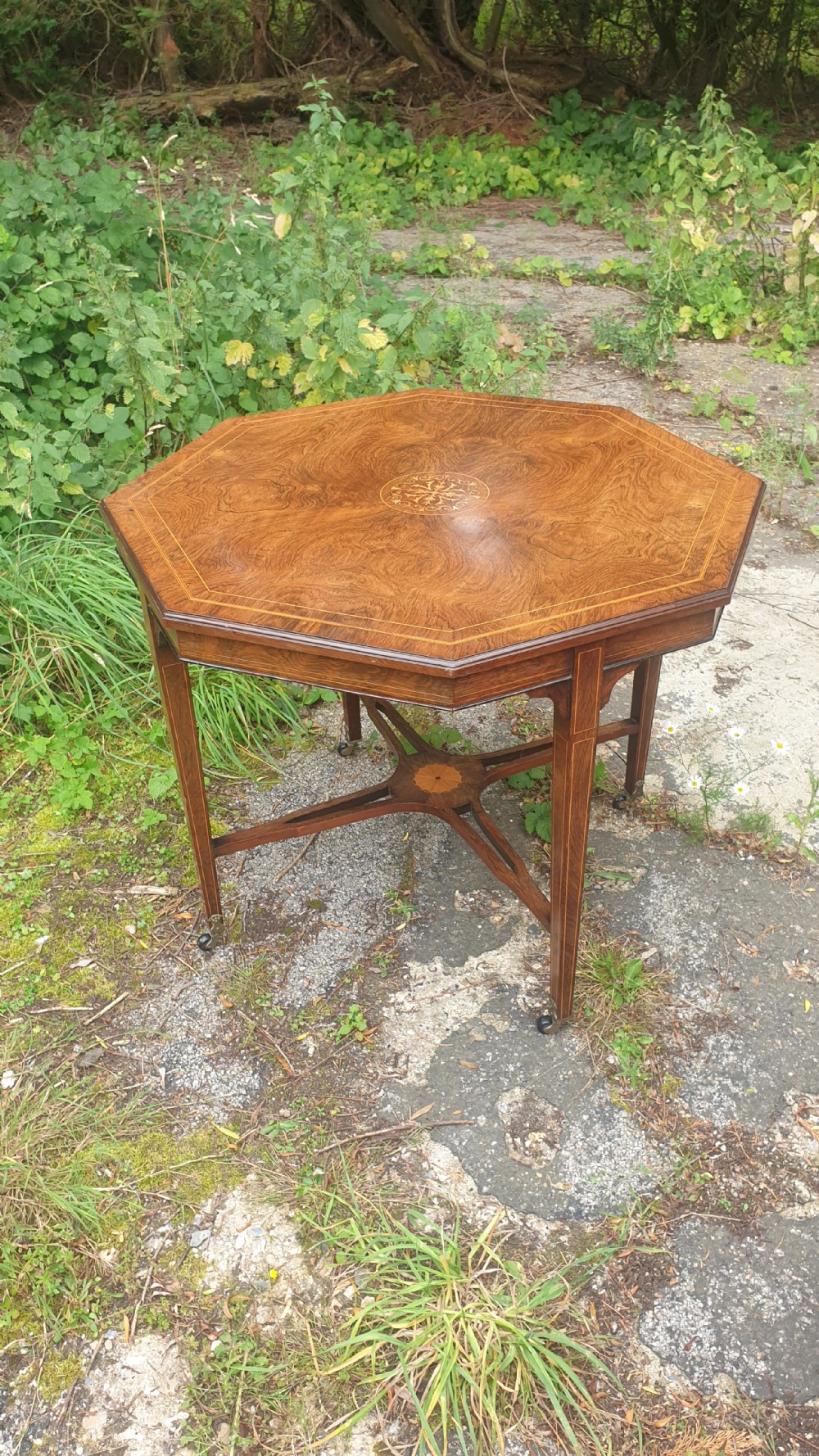 Late Victorian inlaid rosewood occasional table