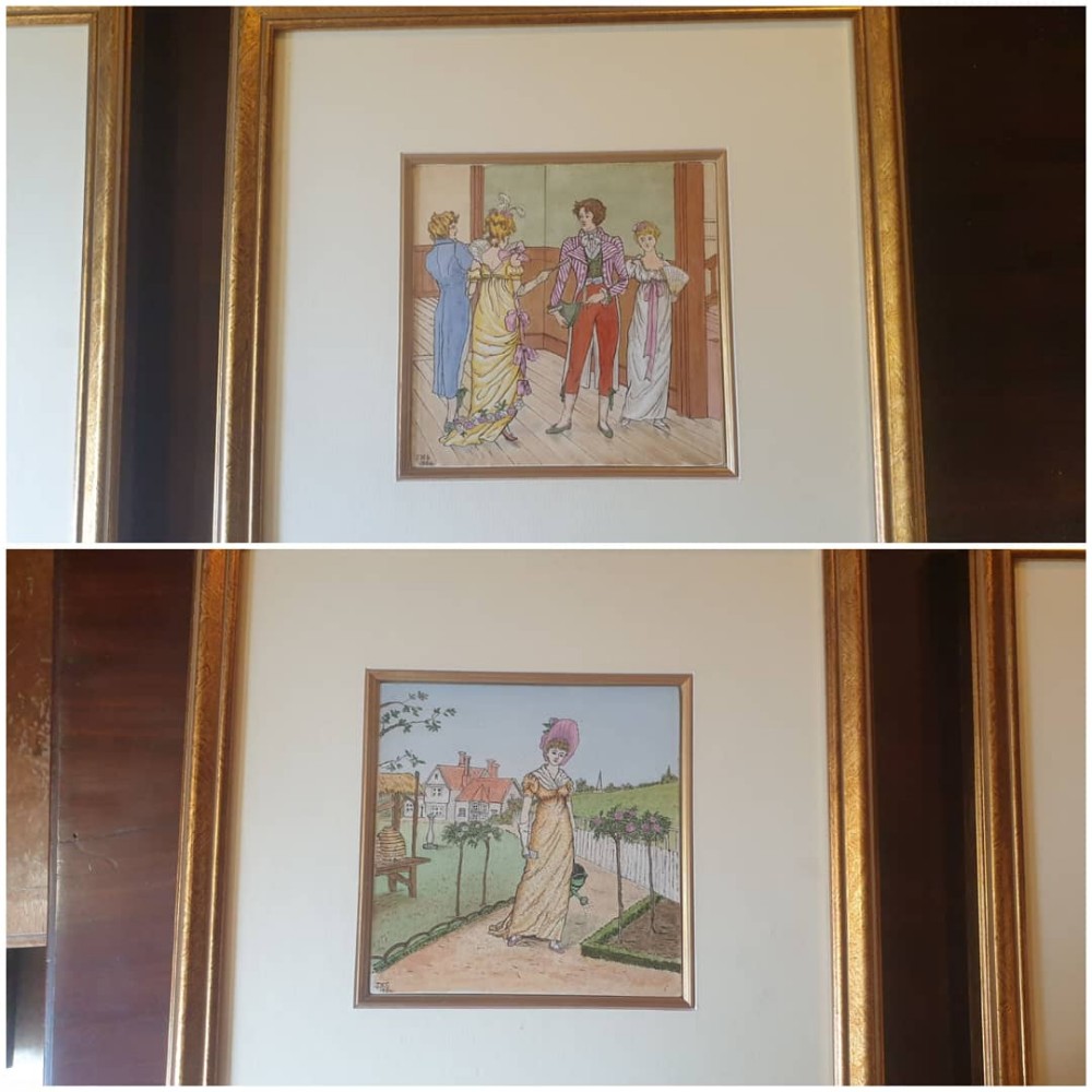 Pair of 19th century painted tiles signed and dated.