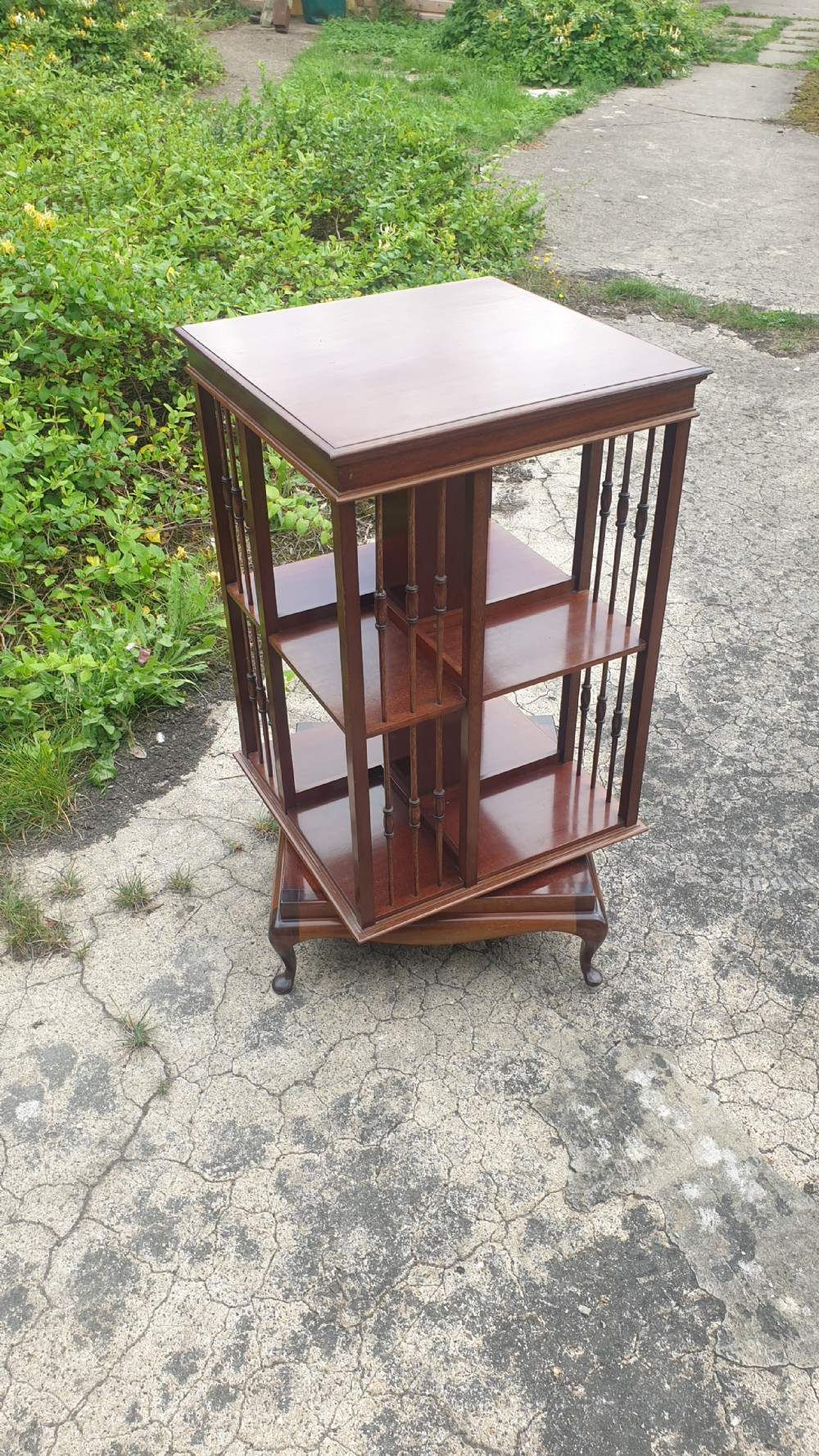 Edwardian mahogany revolving bookcase.  View III