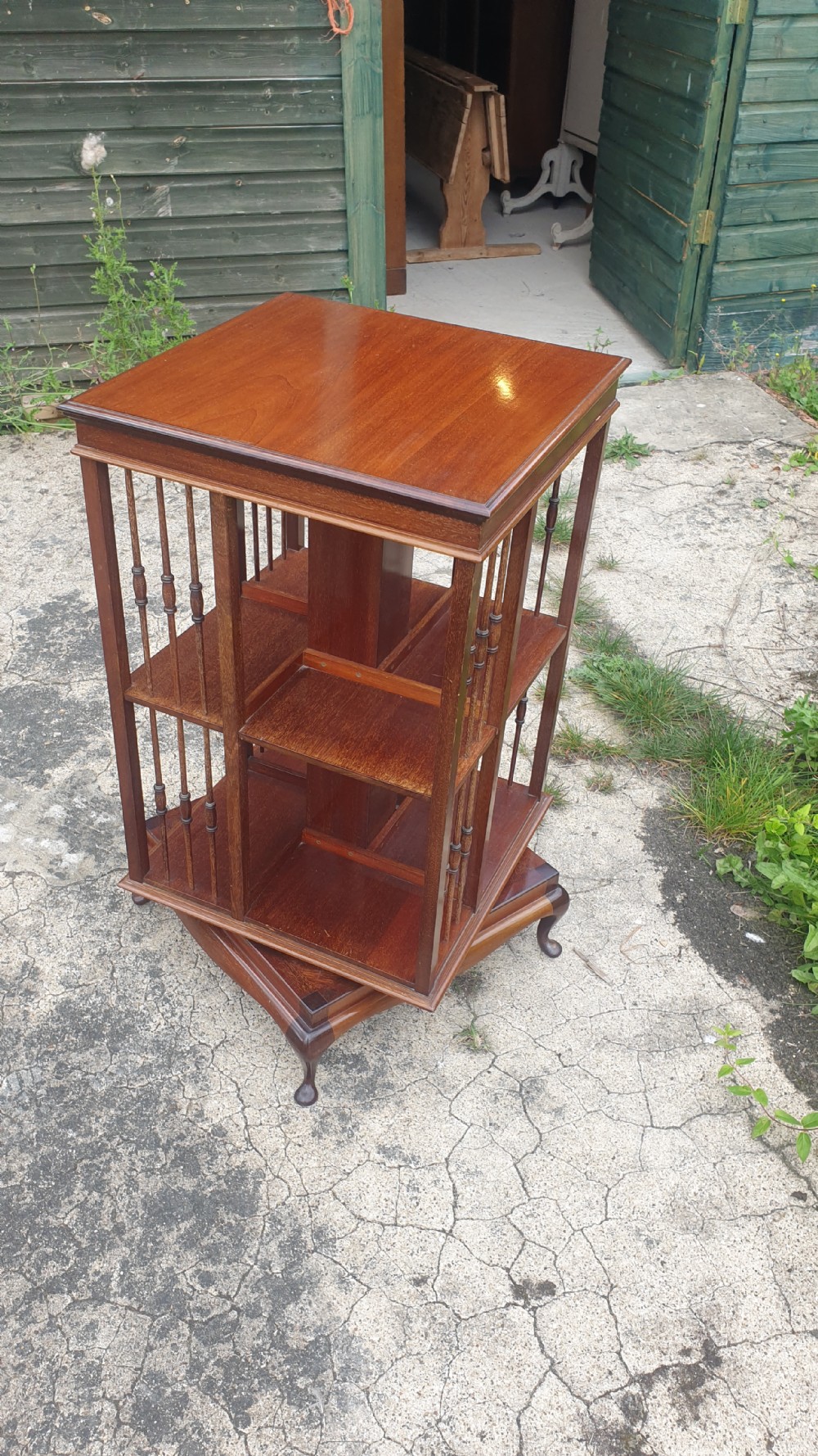 Edwardian mahogany revolving bookcase.  View IV