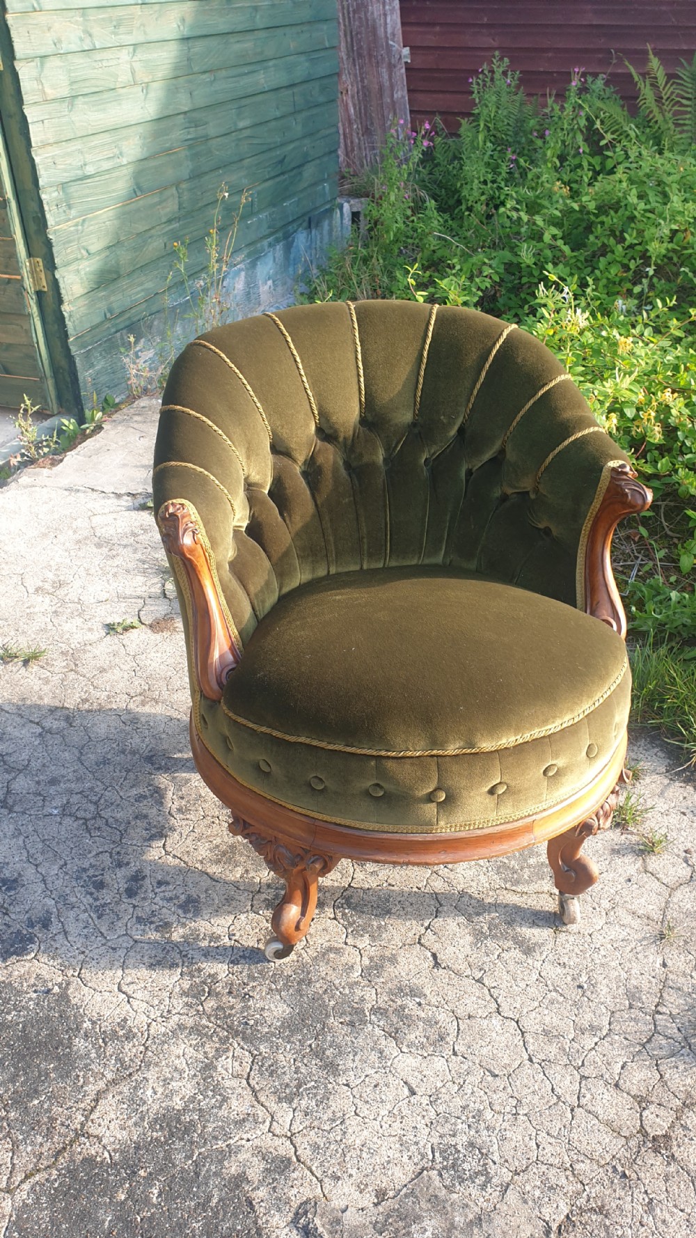 Victorian upholstered bedroom chair. View III