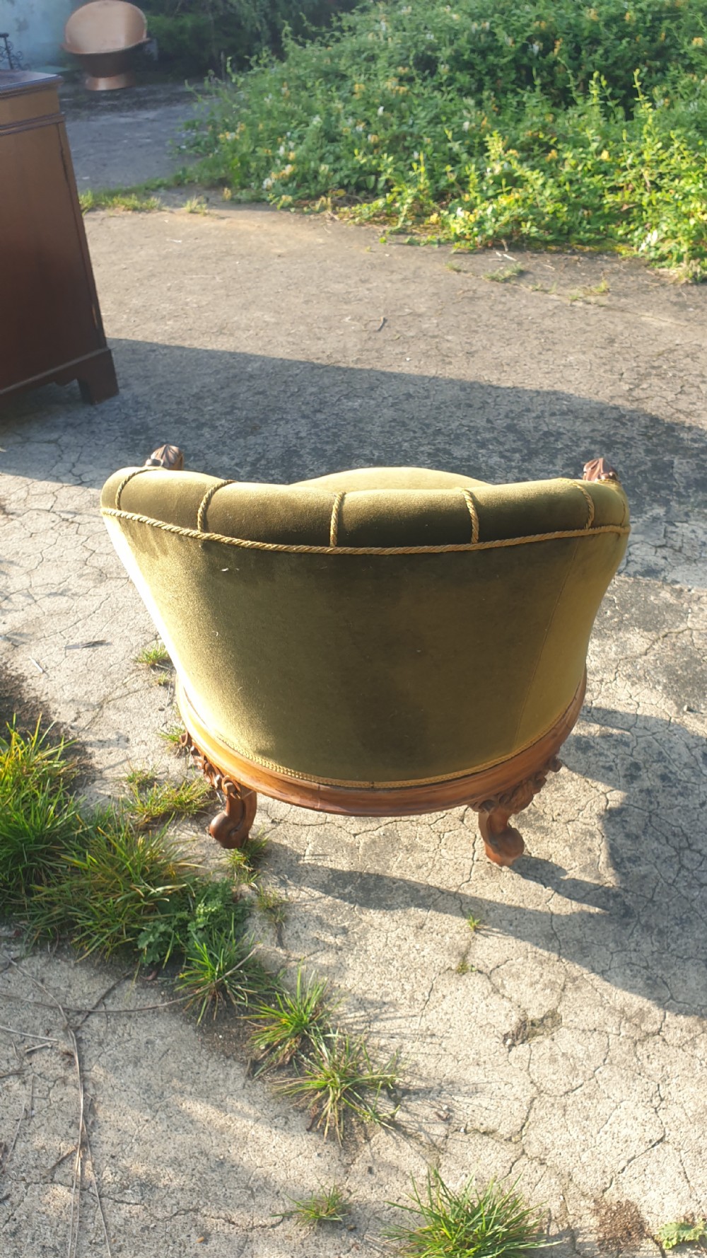 Victorian upholstered bedroom chair. View V