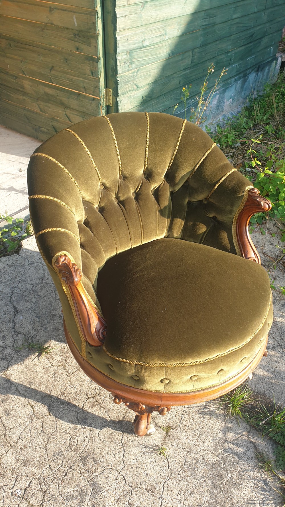 Victorian upholstered bedroom chair. View VI
