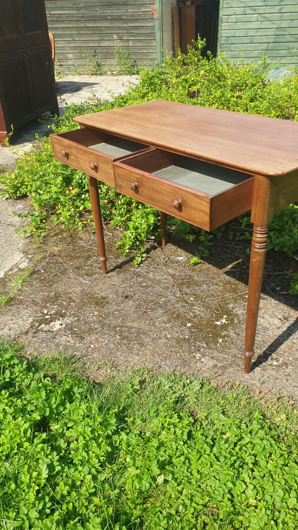 Regency mahogany 2 drawer side table.  View IV