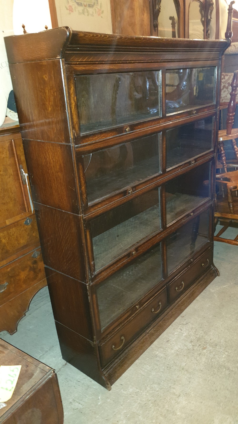 Oak double Globe wernicke style bookcase  View II