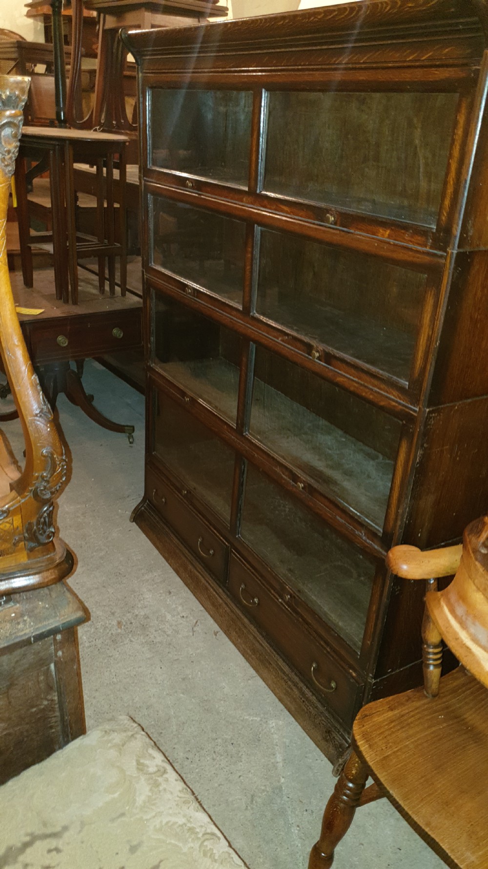 Oak double Globe wernicke style bookcase  View III