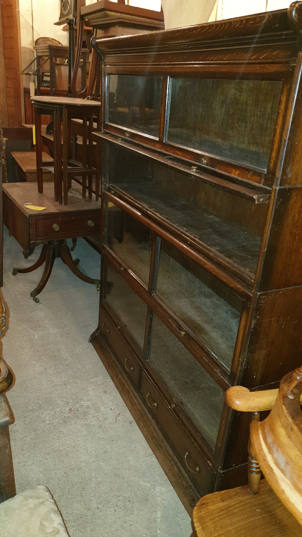 Oak double Globe wernicke style bookcase  View IV
