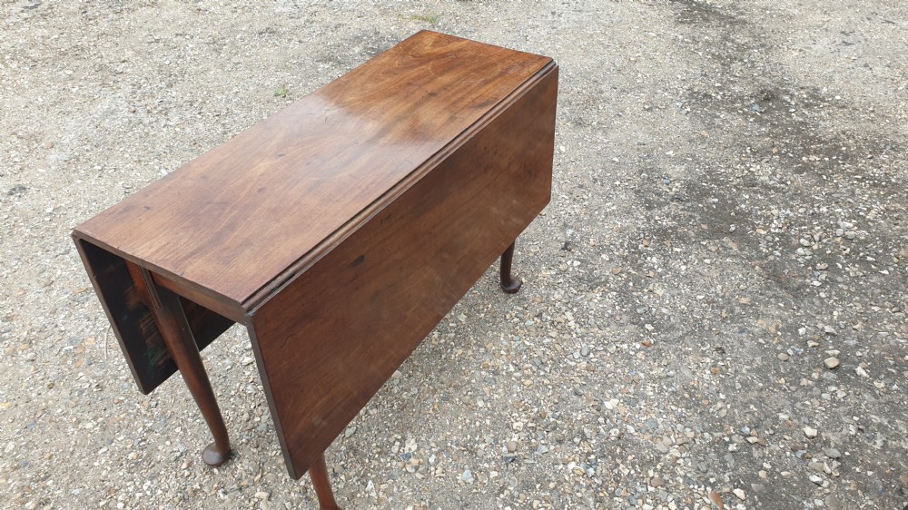 Useful Georgian mahogany drop flap cottage dining table.  View V