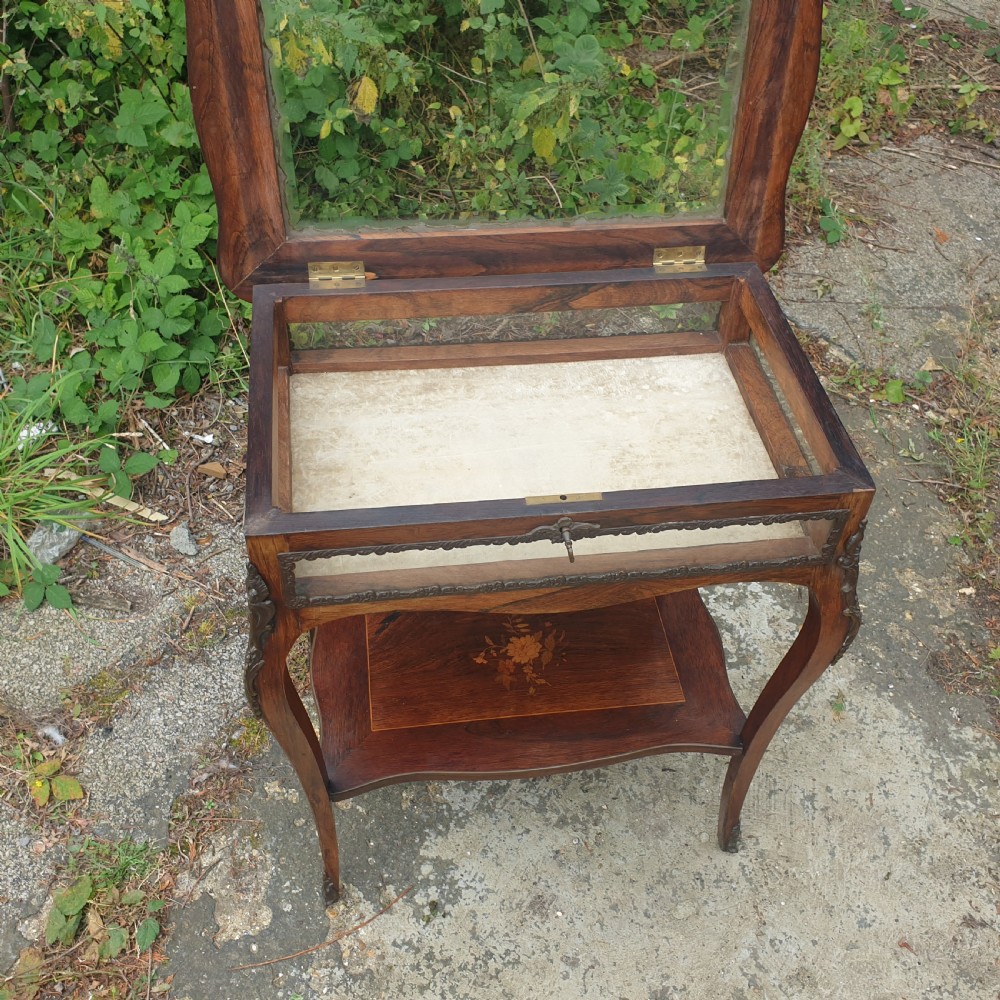 Inlaid rosewood bijouterie display table.  View II