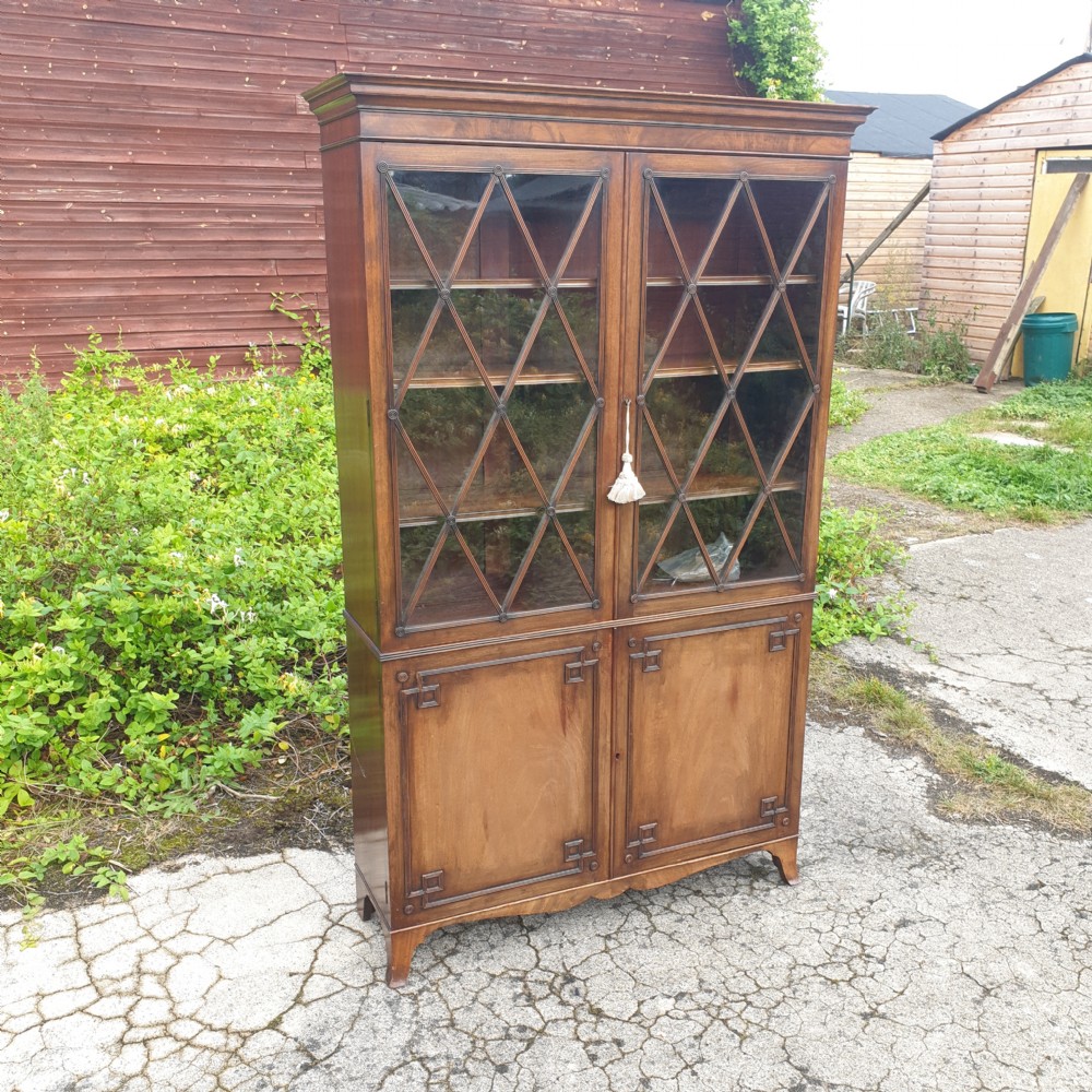 Early 20th century mahogany bookcase cabinet.  View III