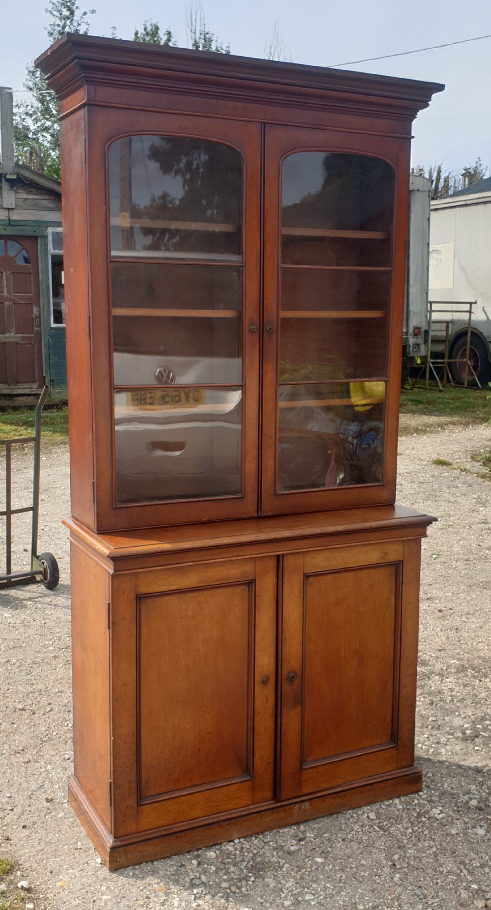 Victorian 2 part mahogany library bookcase 