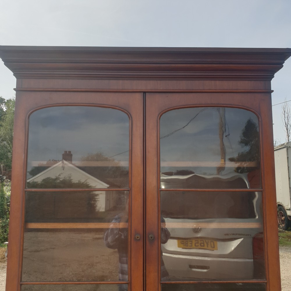 Victorian 2 part mahogany library bookcase  View III