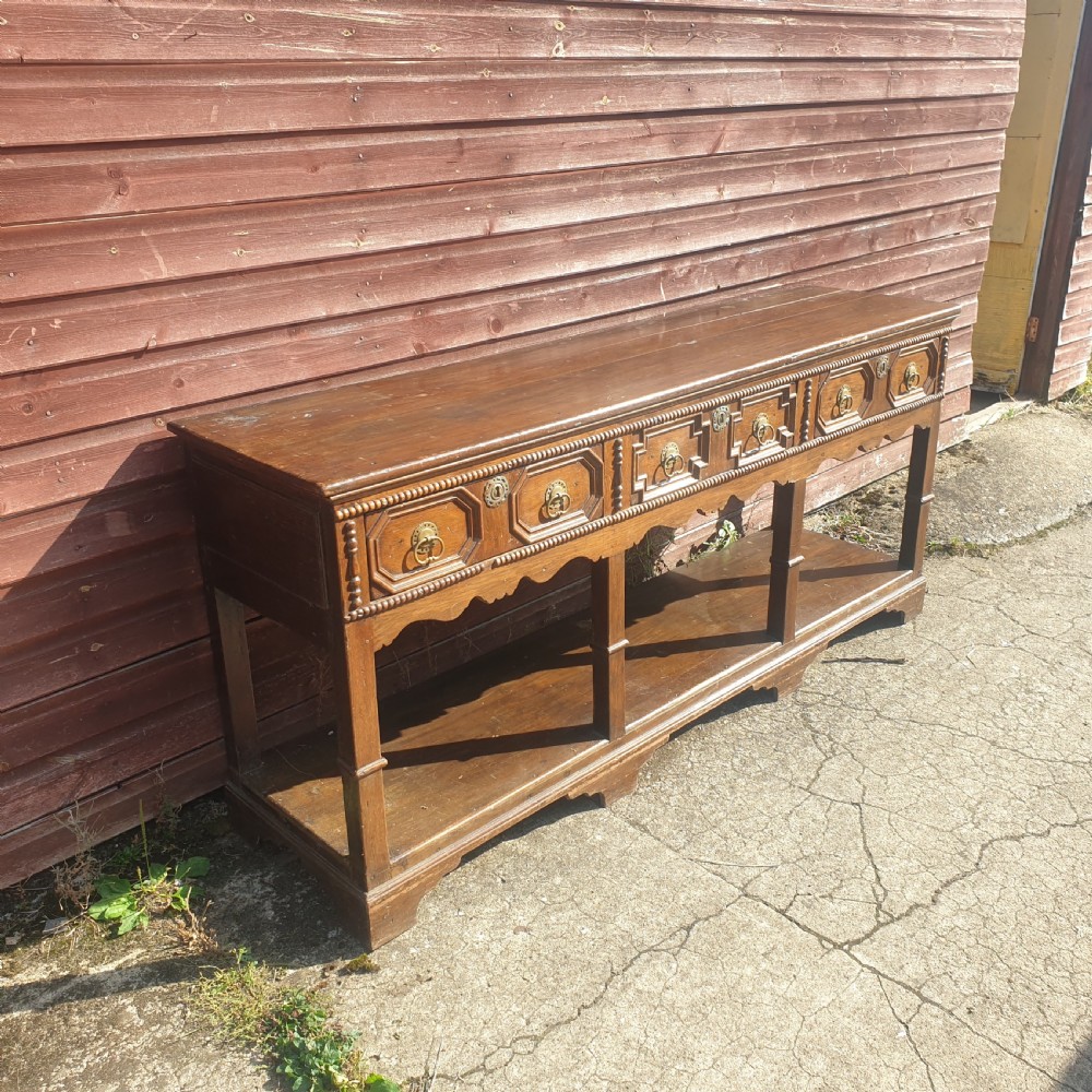 Late 19th century oak 3 drawer dresser base.  View II