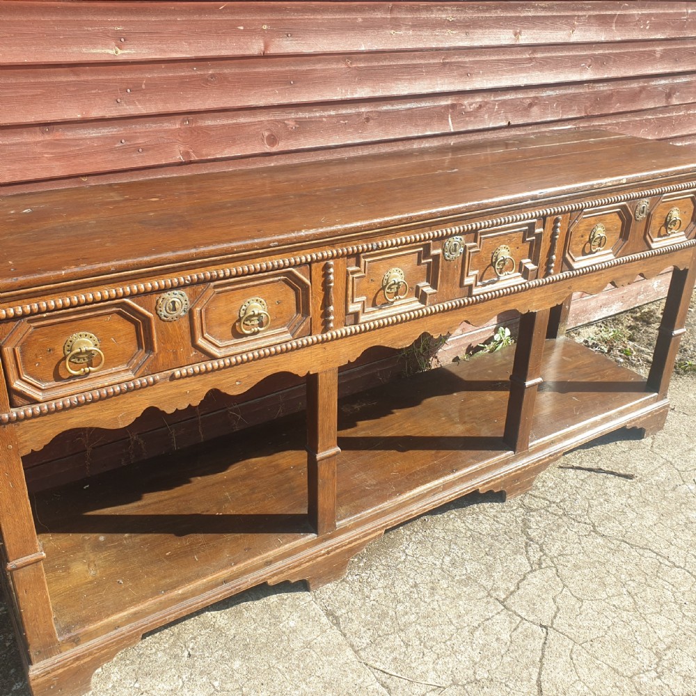 Late 19th century oak 3 drawer dresser base.  View III