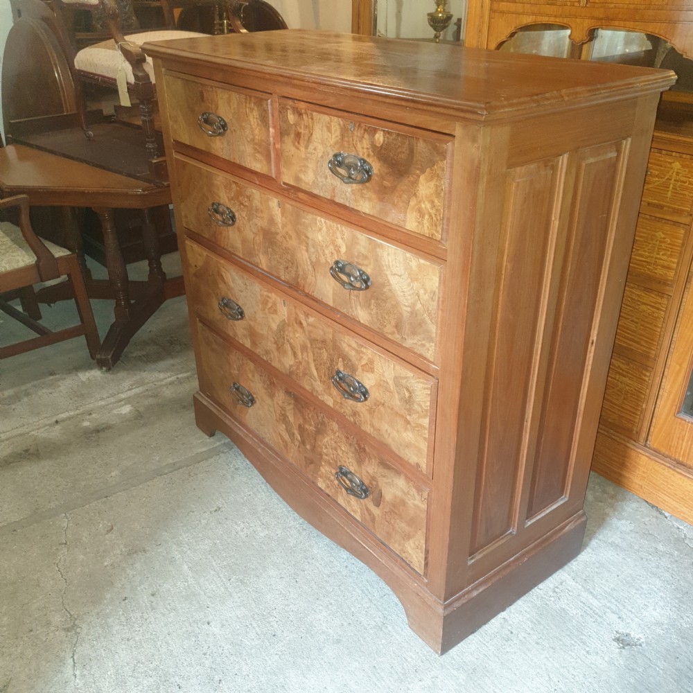 Good size Edwardian walnut chest of drawers  View II