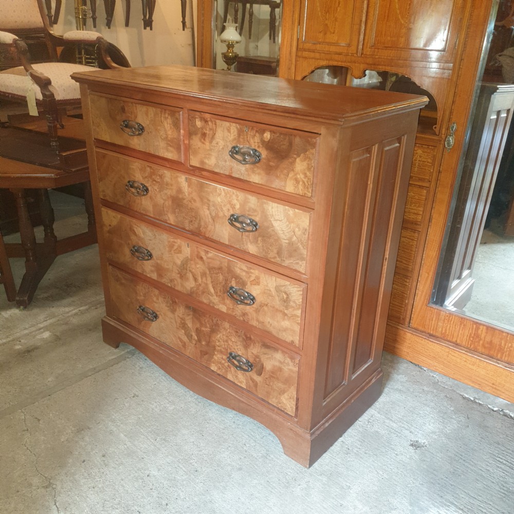 Good size Edwardian walnut chest of drawers  View V