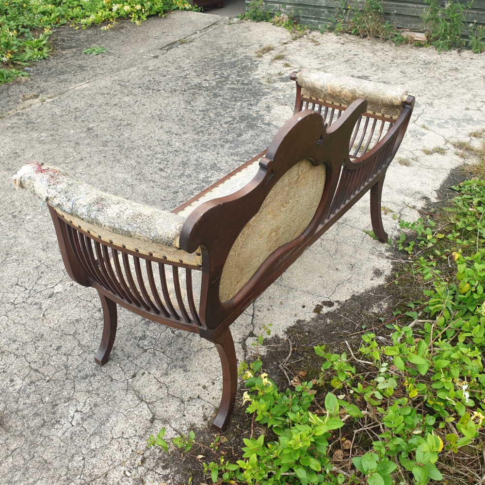 Pretty Edwardian inlaid mahogany window seat.  View IV