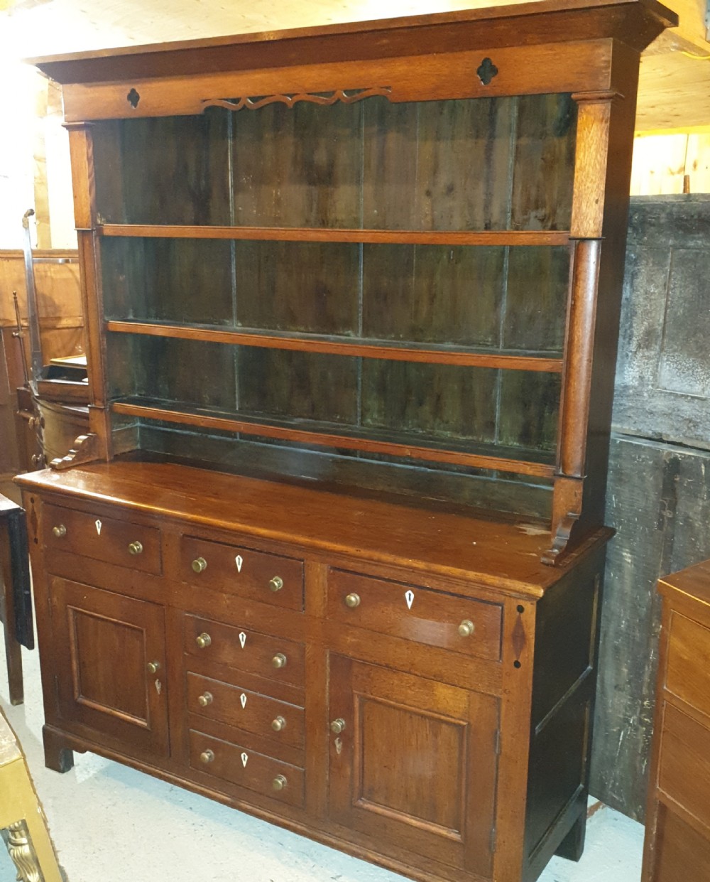 Early Victorian Welsh oak 2 part dresser 