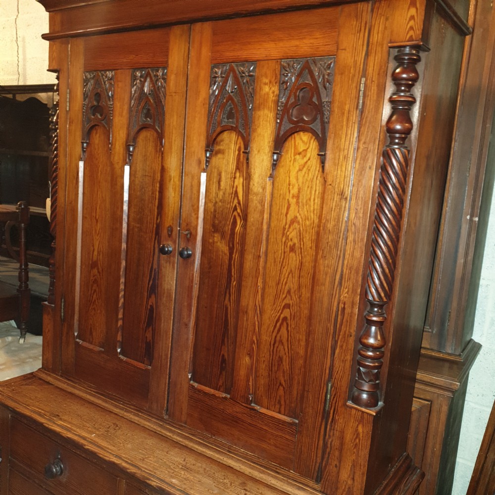 Good Victorian pitch pine housekeepers cupboard.  View II