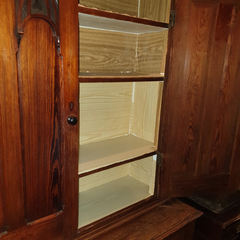 Good Victorian pitch pine housekeepers cupboard.  View IV