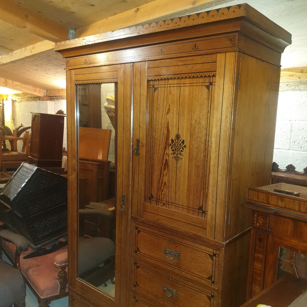 Victorian pitch pine wardrobe.  View II