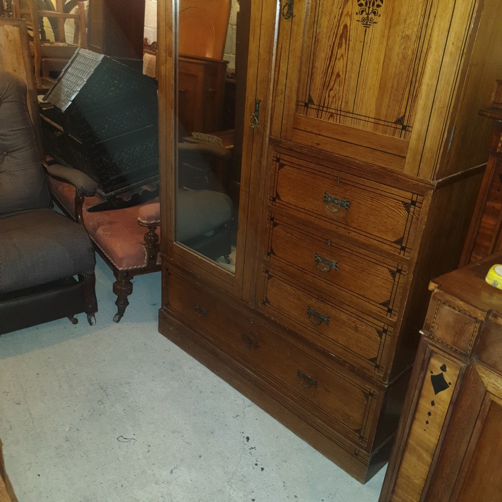Victorian pitch pine wardrobe.  View III