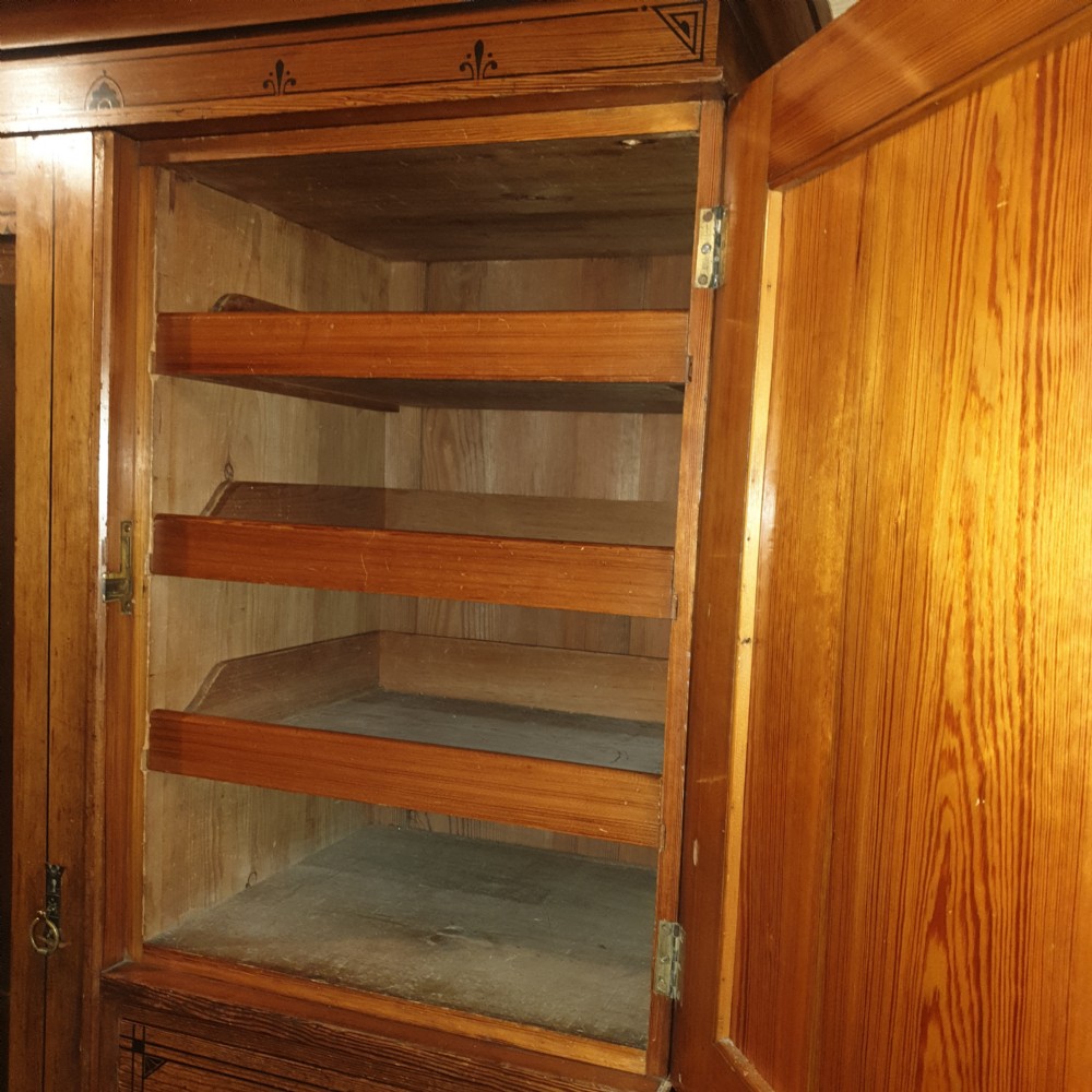 Victorian pitch pine wardrobe.  View V