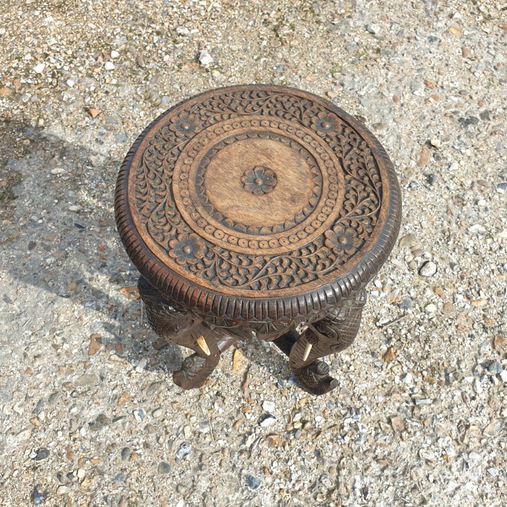 Small carved Elephant occasional table.  View IV