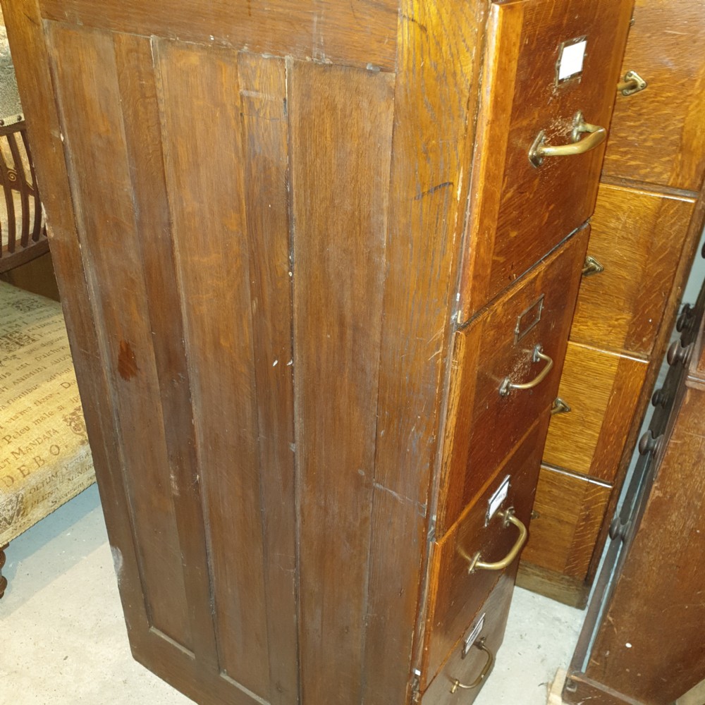 Panelled oak 4 drawer office cabinet  View III