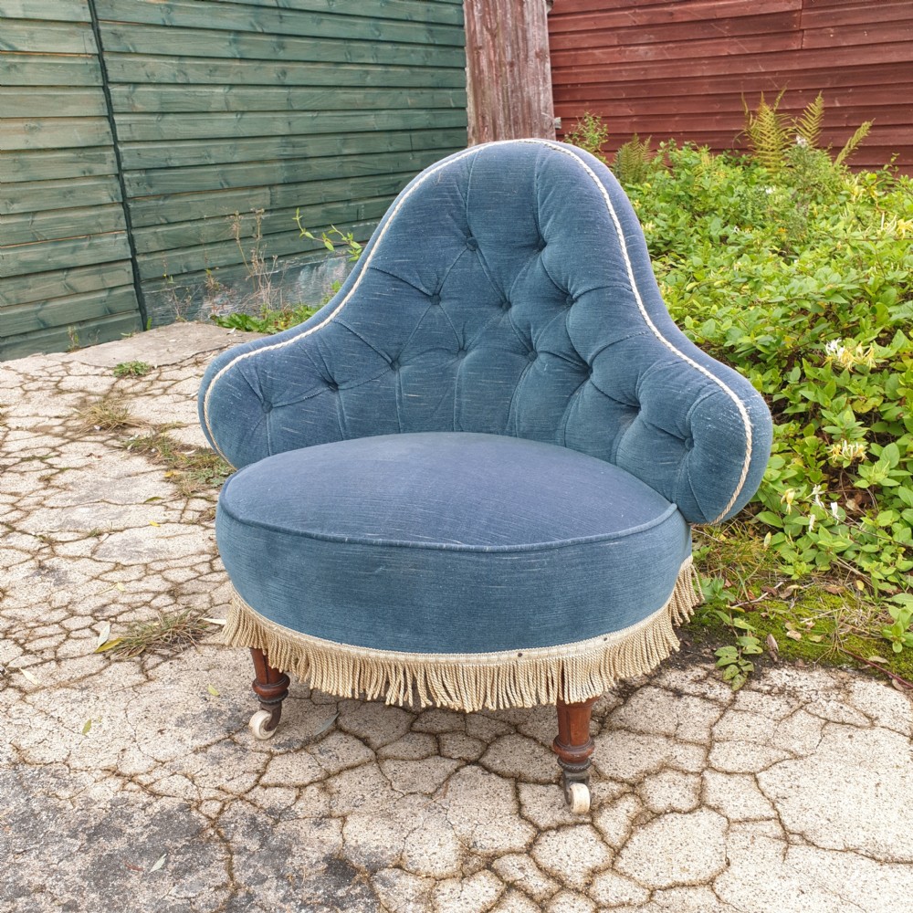 Late Victorian upholstered corner bedroom chair 