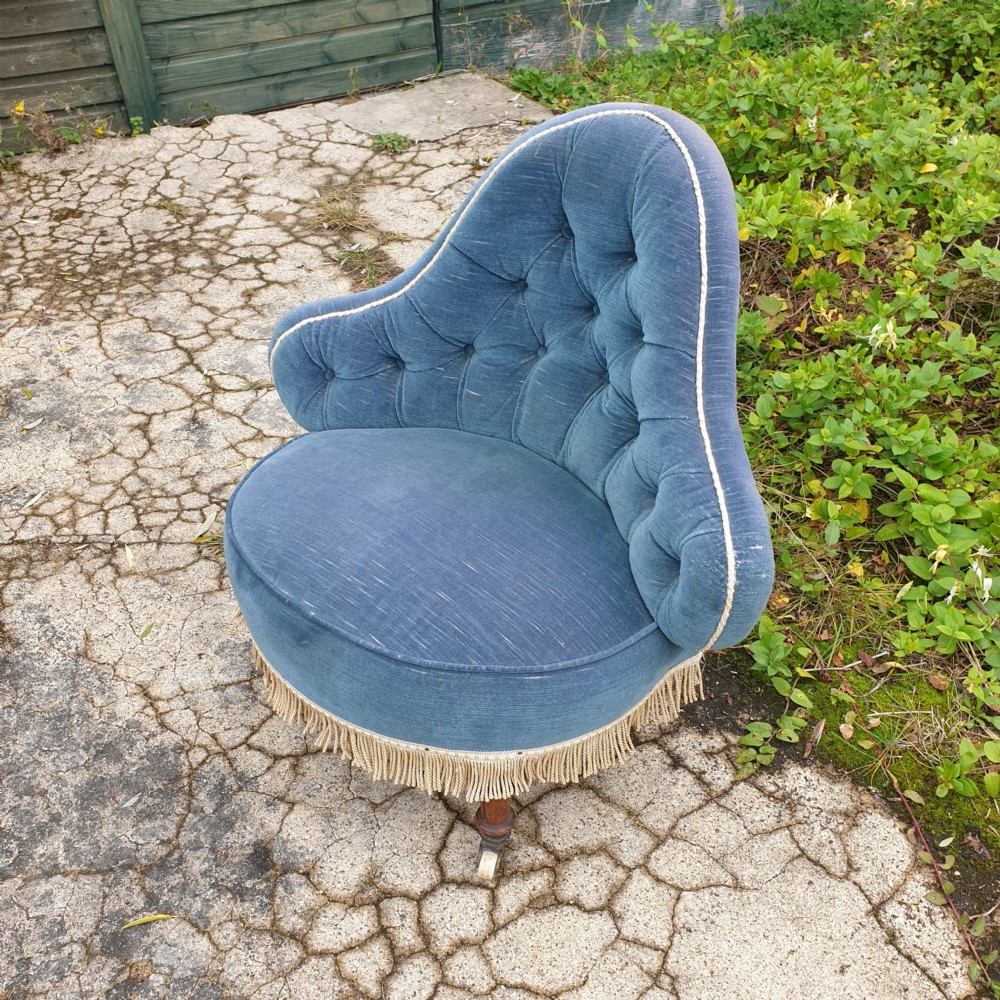 Late Victorian upholstered corner bedroom chair  View II